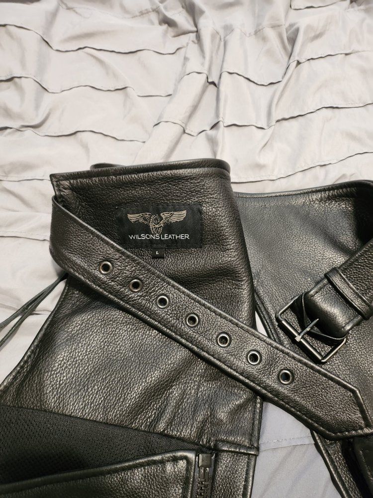 Wilsons Leather Black Motorcycle Chaps - Size L