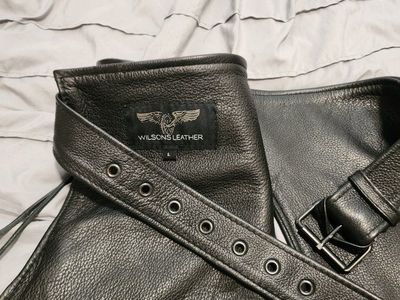 Wilsons Leather Black Motorcycle Chaps - Size L