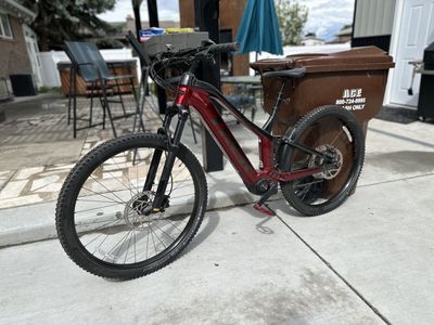 Trek Power Fly 4 Electric Mountain Bike - Size L, Full Suspension, Bosch Motor, Red