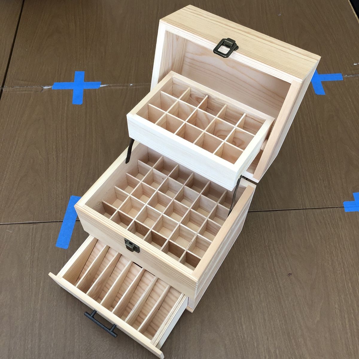 Aroma 3 tier essential oil wood box organizer