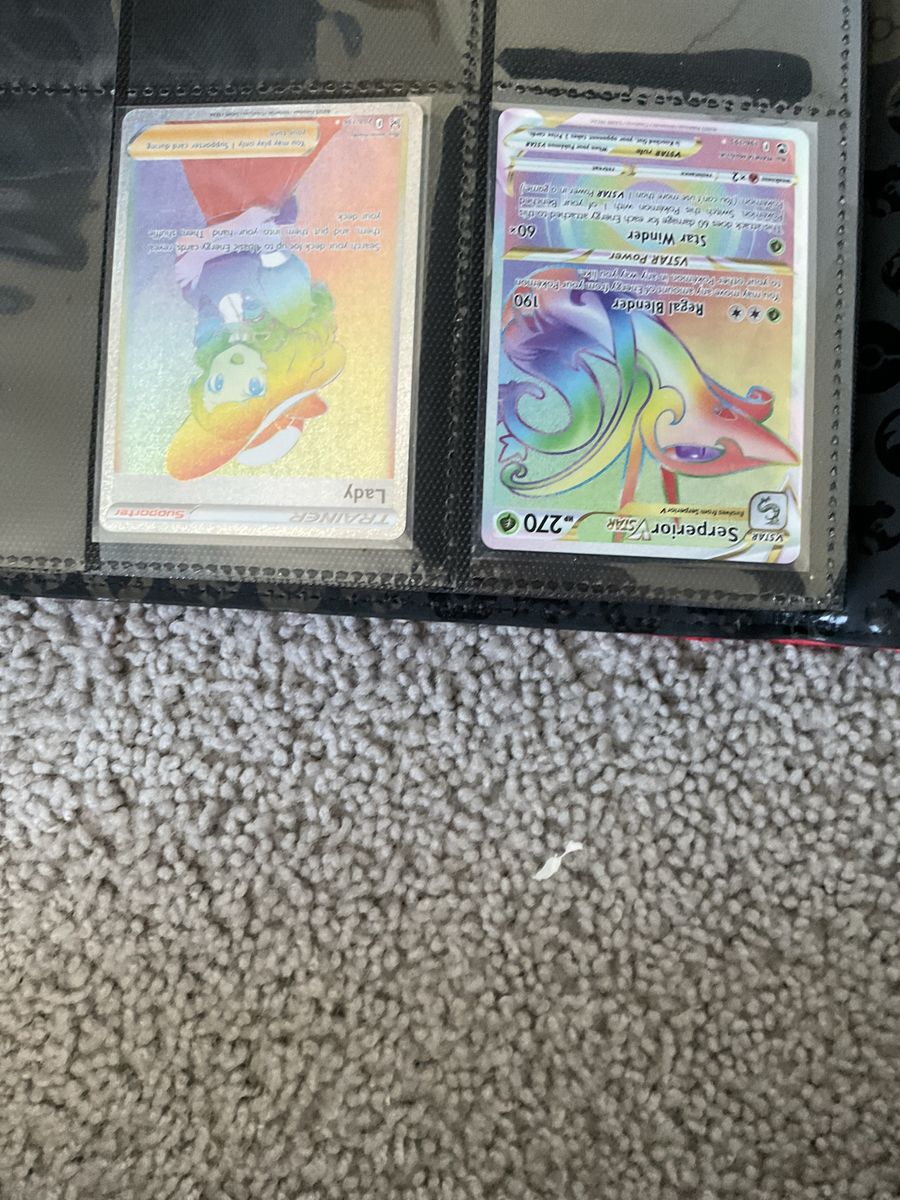 Pokemon TCG Serperior VSTAR & Lady Trainer Cards in Binder