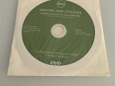 Dell Inspiron N5010 Drivers/Utilities Software CD -P/N #3GVTJ/0J0C15 -Reinstall