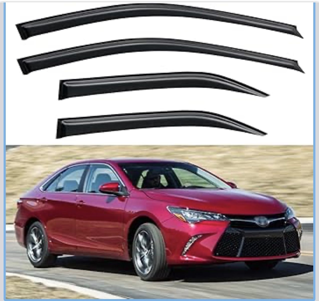 Window Visors Rain Guards Shield for 2012-2017 Toyota Camry, Out-Channel Window Vent Wind Deflectors Visors Shades for 12 13 14