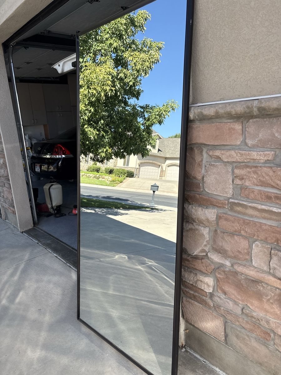 Free sliding closet mirror doors. Each door is 36 inches. Made for a 70 inch opening.