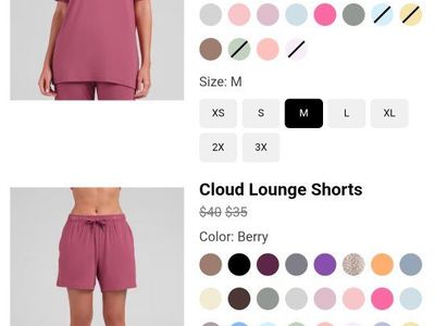 Comfrt Cloud Lounge Tee and Shorts Bundle Berry Size M