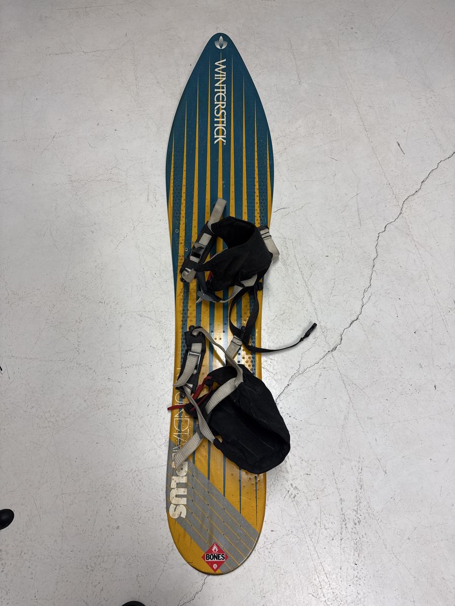 Vintage 1987 Winterstick Roundtail Plus Snowboard with Original Bindings - Green & Yellow Milosports