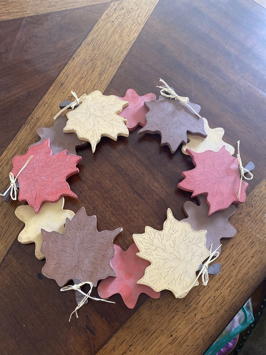 Wooden Fall Leaf Wreath