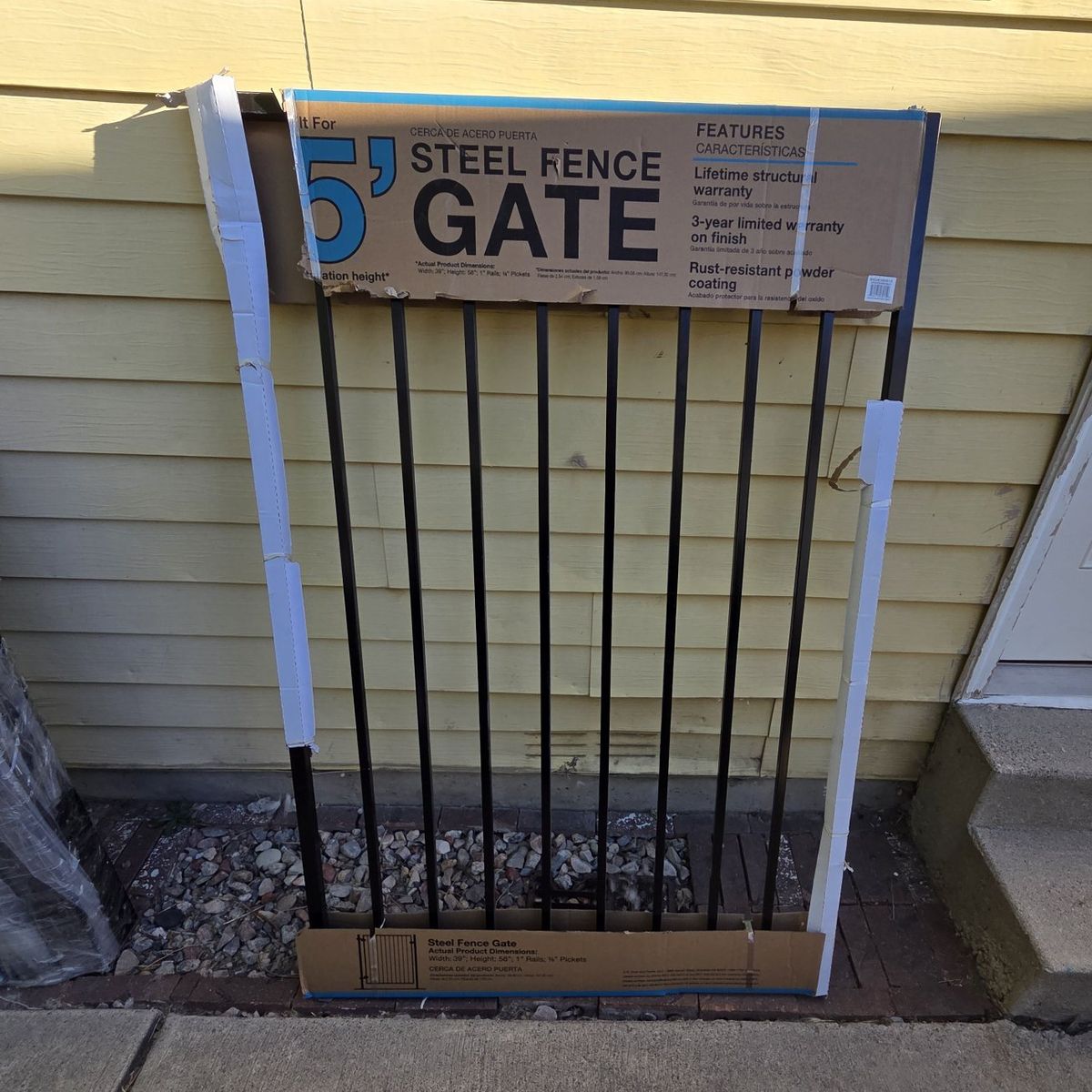 5' ft × 39" W steel fence gate