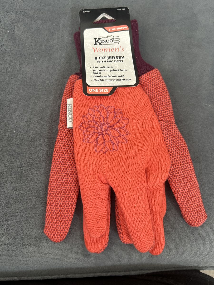 Kinco Women's 8 oz Jersey Gardening Gloves with PVC Dots - One Size (Style 830PDW)