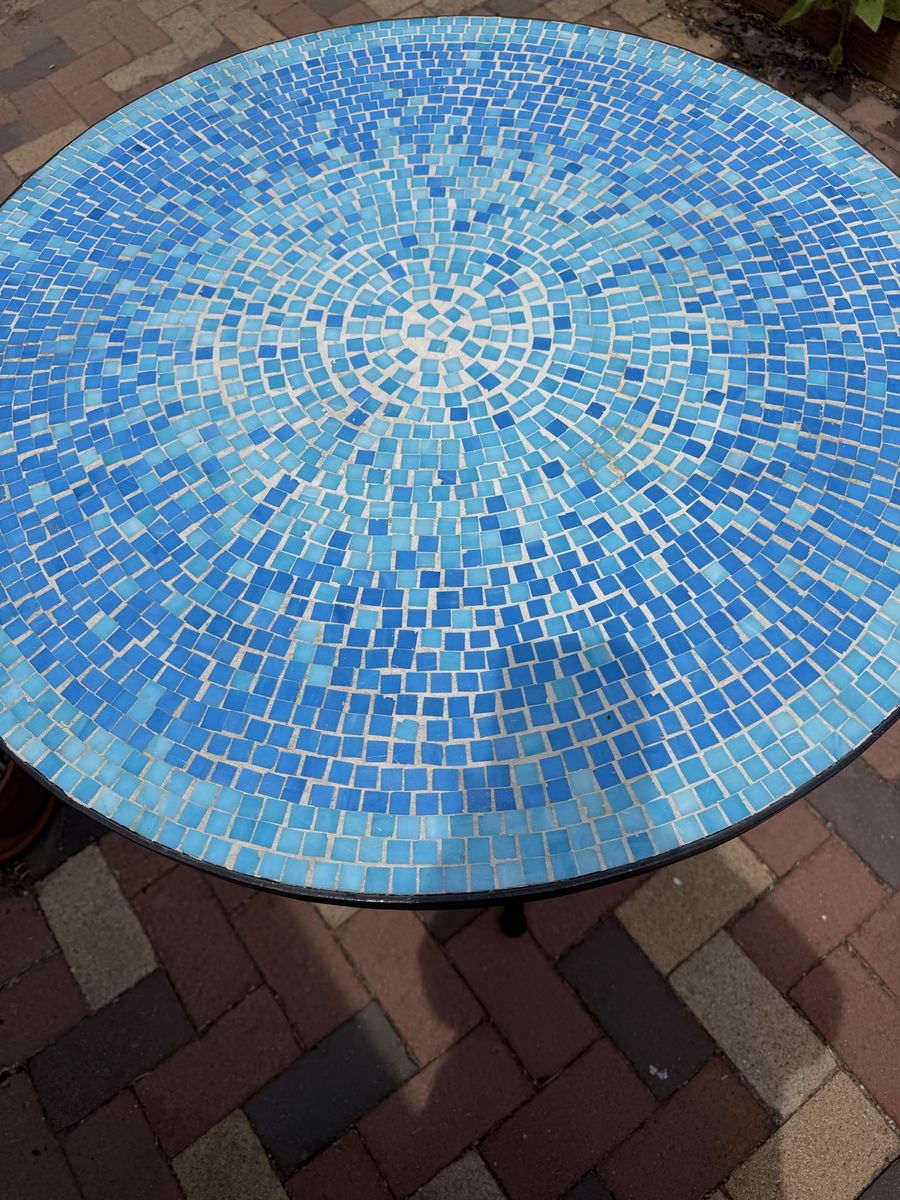 Cadiz World Market Blue Mosaic Table w/Metal Legs