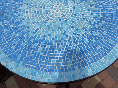 Cadiz World Market Blue Mosaic Table w/Metal Legs