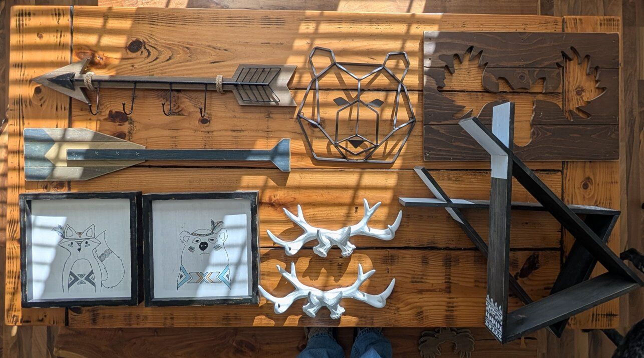 kids room decor, cabin moose decore