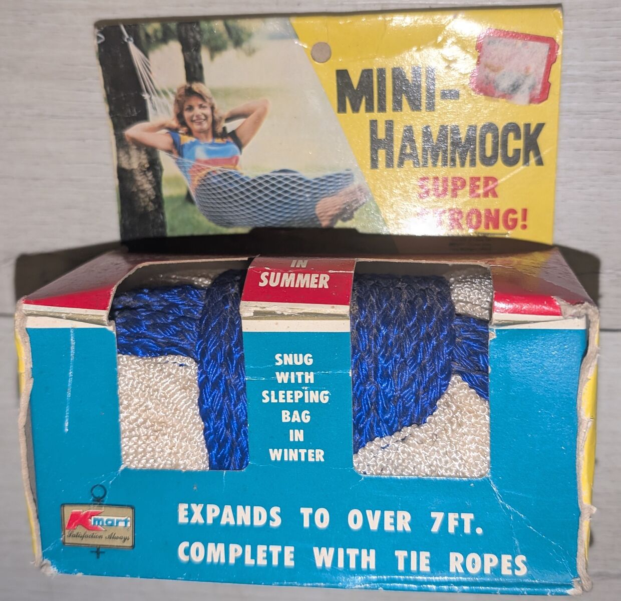 Vintage Mini Hammock Kmart Old Stock w/Box Super Strong 7ft Snare Stretcher
