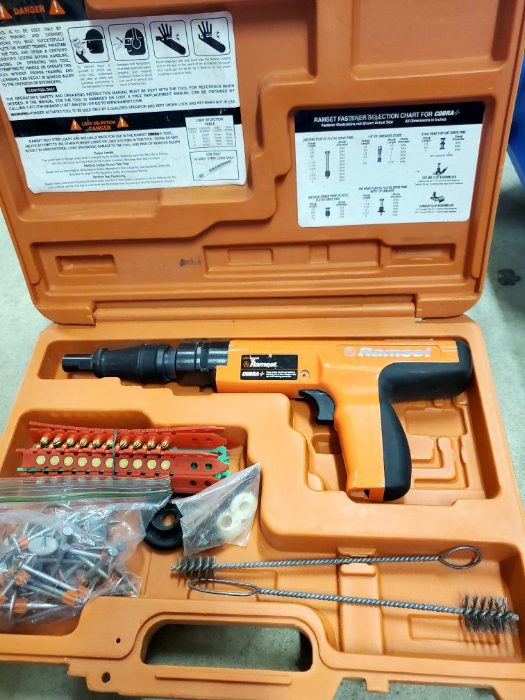 Ramset Cobra+ Powder-Actuated Fastener Tool Kit with Case, Fasteners, and Cleaning Brushes