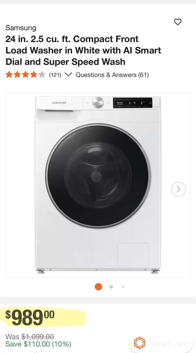 New 24 in. 2.5 cu. ft. Compact Front Load Washer