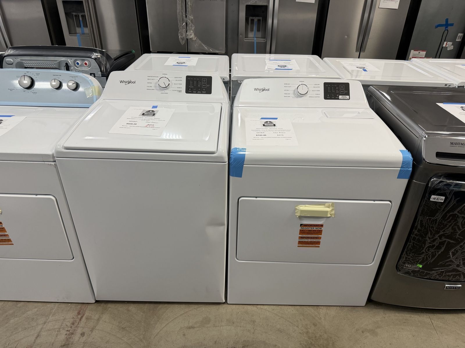 NEW WHIRLPOOL TOP LOAD WASHER & ELECTRIC DRYER SET