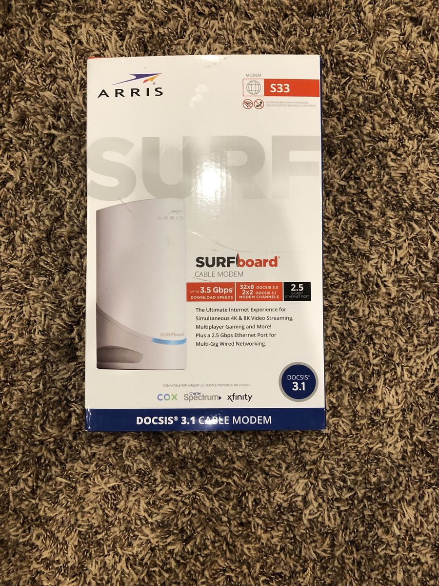 Arris Surfboard Modem S33 DOCSIS 3.1 Cable Modem 3.5 Gbps - White