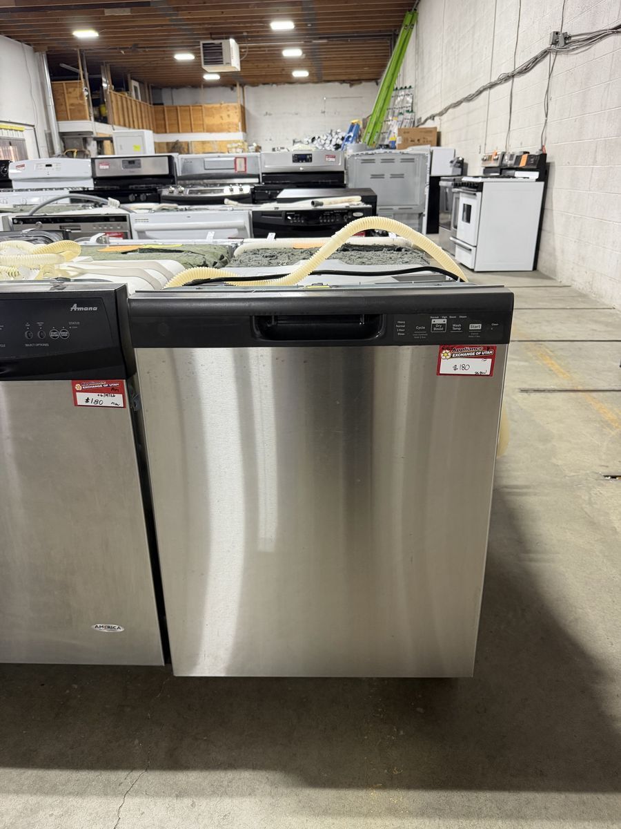 GE Built-In Dishwasher Stainless Steel Front with Black Control Console