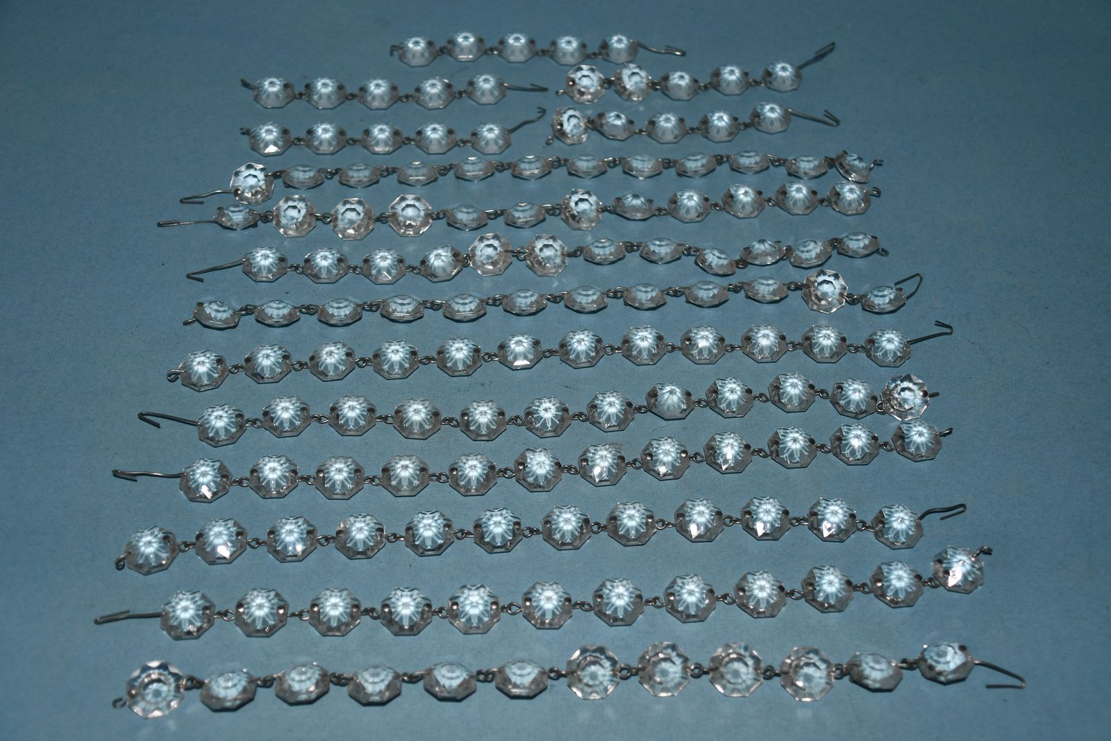 "CHANDELIER CRYSTALS" ~ CLEAR FACETED GLASS ~ OCTAGONAL ~ 14mm ~ CRAFTING SUNCATCHERS ~ REPLACEMENT PARTS