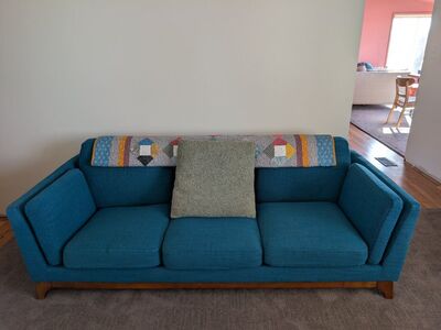 turquoise woven fabric sofa