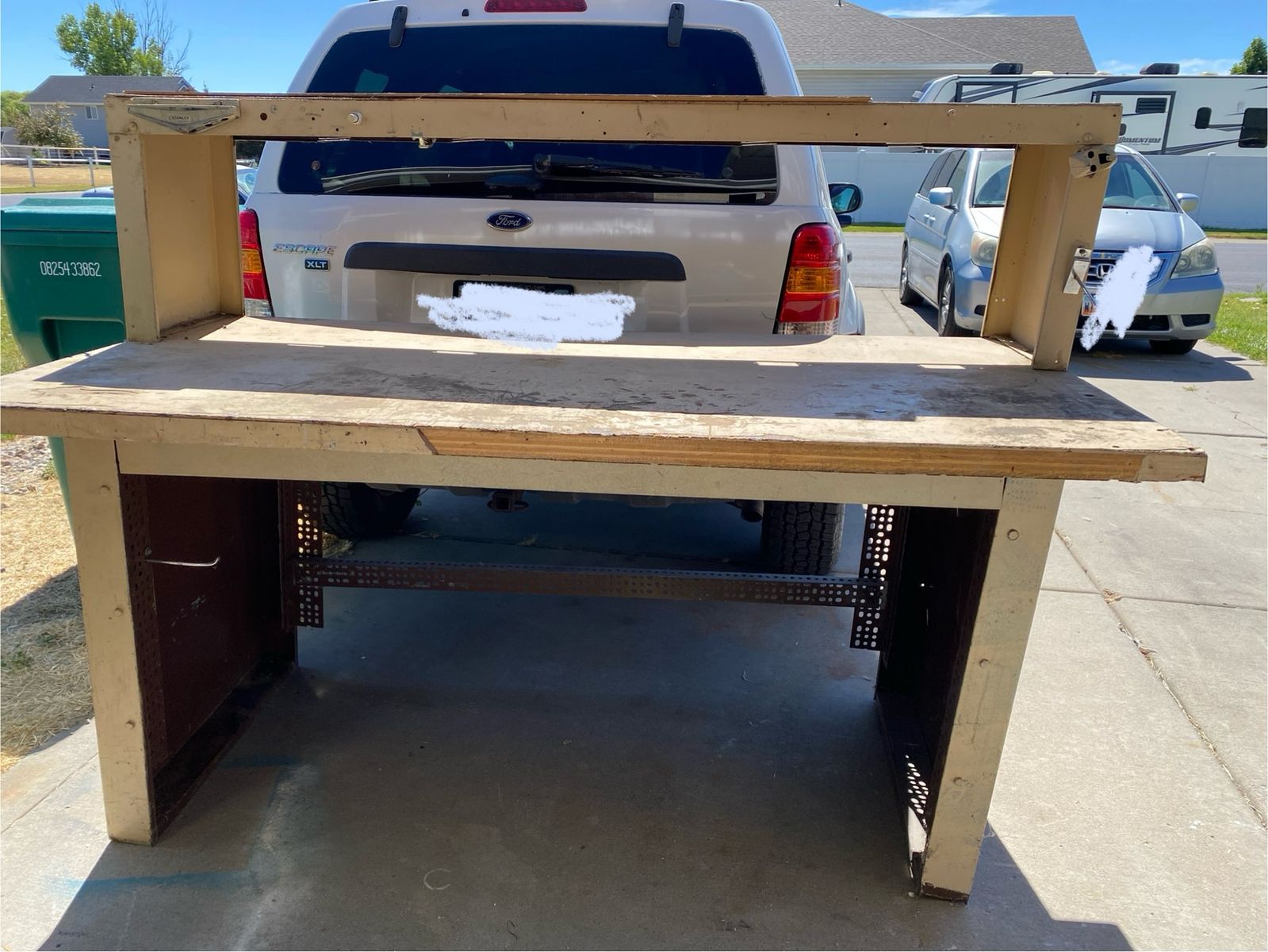 Steel frame workbench for scrap