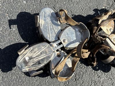 Vintage Adjustable Metal Roller Skates, awesome decorations, air bnb cabin decor, mid century antique