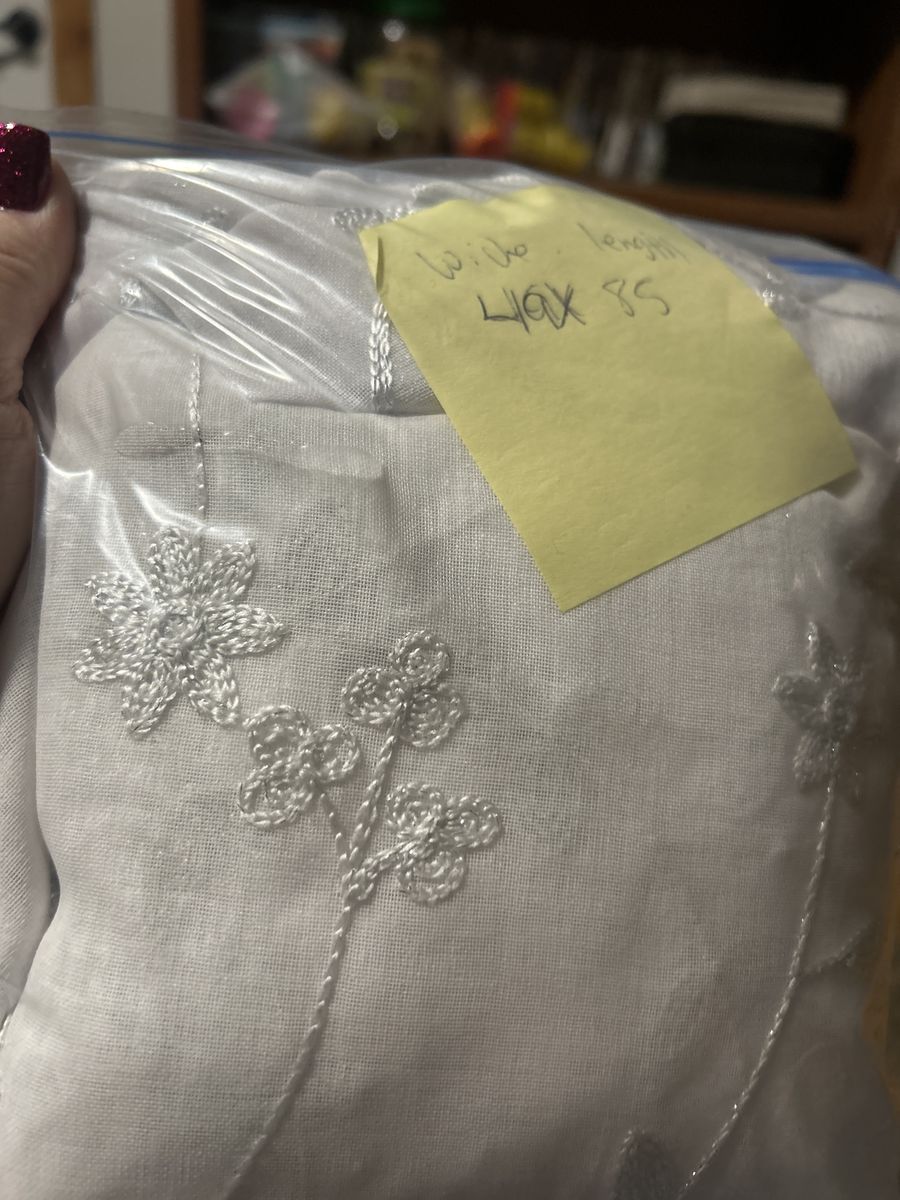 White Embroidered Sheer Fabric - 46" Wide x 85" Length - Floral Design