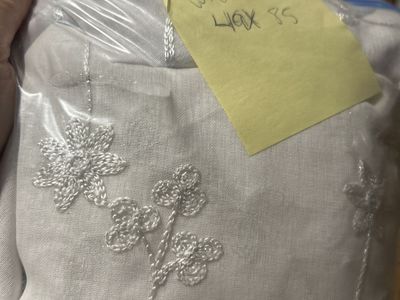 White Embroidered Sheer Fabric - 46" Wide x 85" Length - Floral Design
