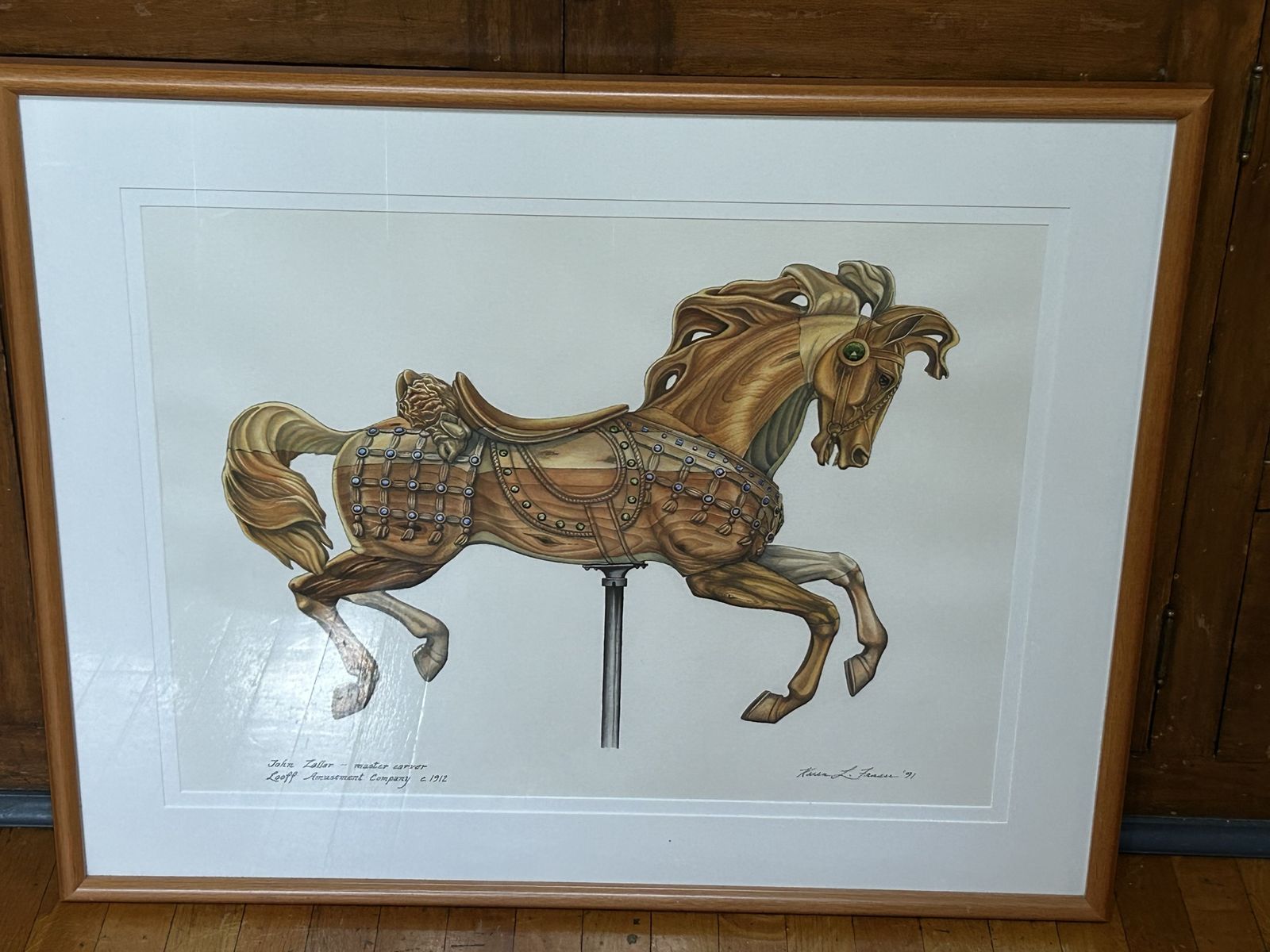 Superb Karen L Fraser "Carousel Horse" Watercolor Painting - Signed/Framed