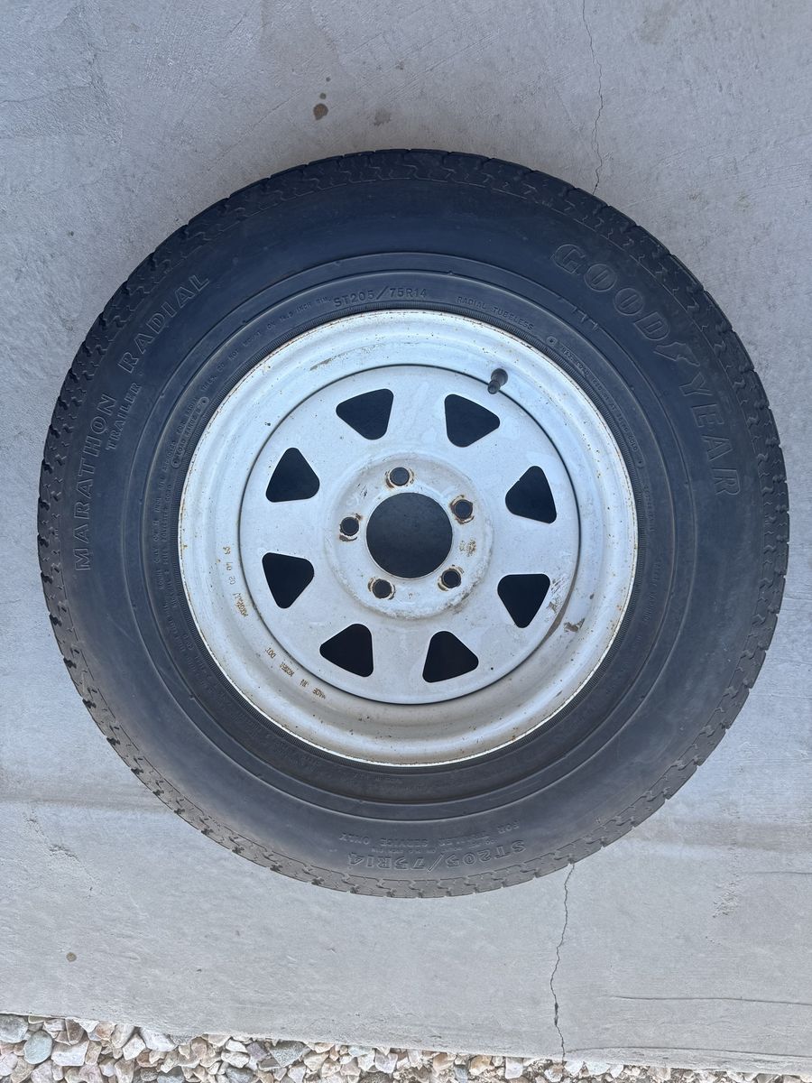 ST205/75R14 Trailer Tire & Wheel – 5 Lug – Goodyear Marathon Radial