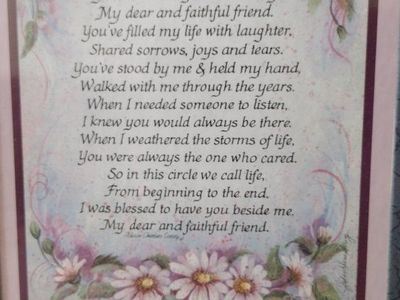 The Bradford Exchange "To My Friend" Plate, Janene Grende Fabric of Life Collection, Framed