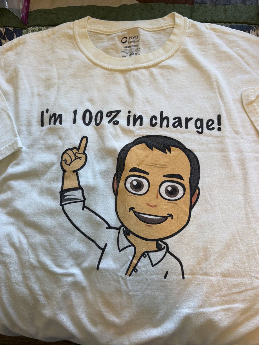 Port & Company White "I'm 100% in Charge!" Graphic T-Shirt - Adult XL