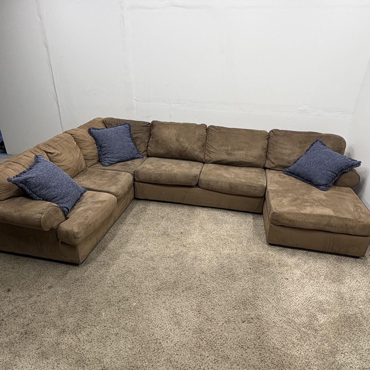 Large Brown Fabric Sectional