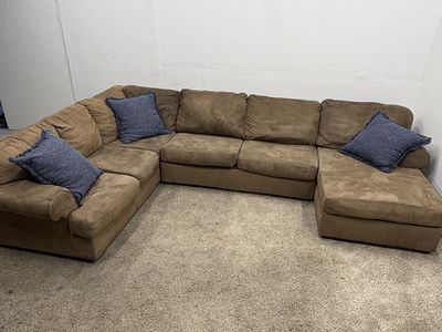 Large Brown Fabric Sectional
