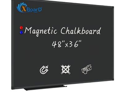 XBoard Magnetic Chalkboard Blackboard 48 x 36, Chalk Board/Black Board with 2 Magnets, Black Aluminium Frame