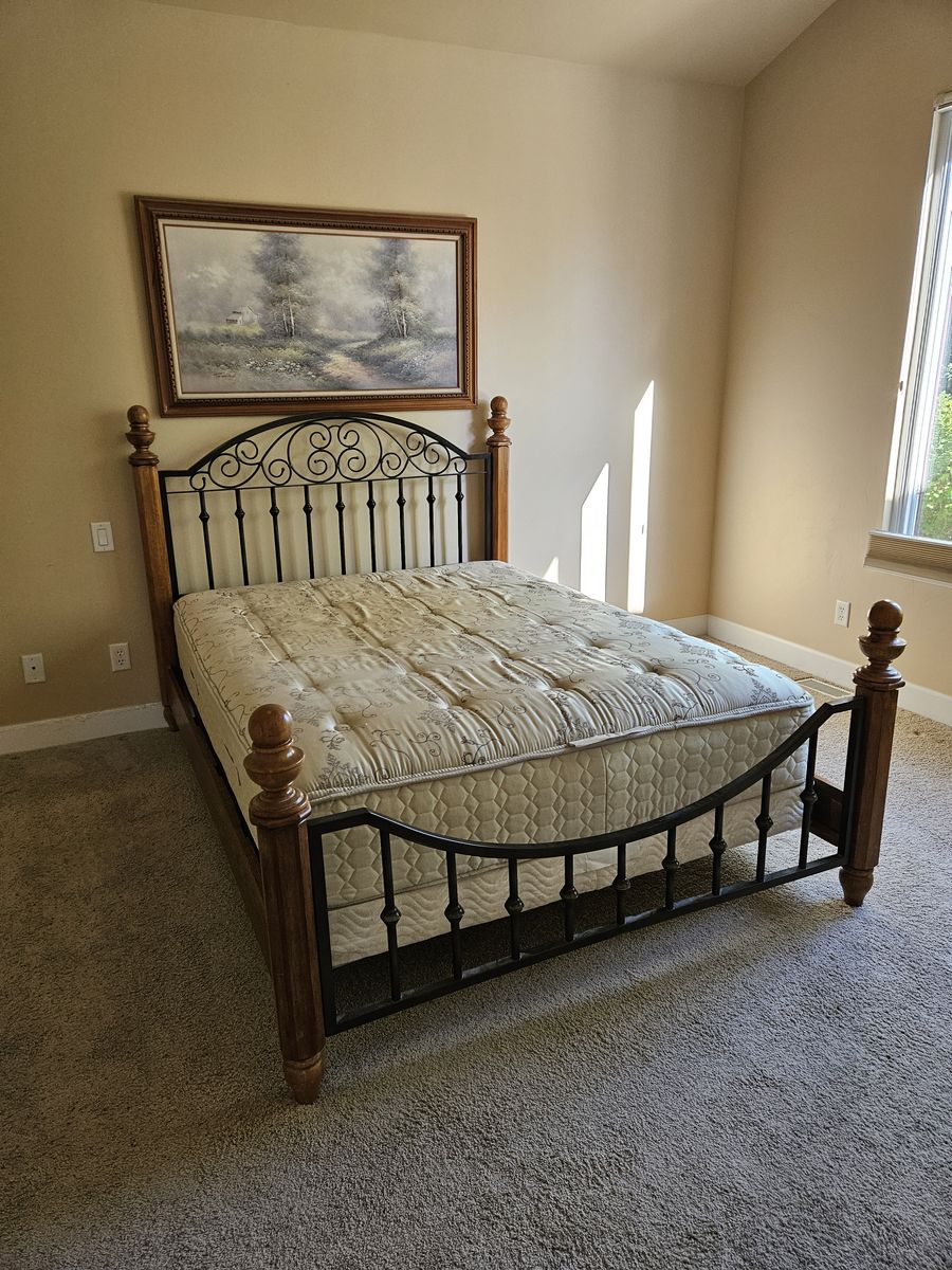 Queen Sealy Mattress & Bed Frame. In good condition.