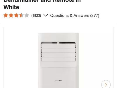 Vissani 5,000 BTU 115-Volt 3-in-1 Portable Air Conditioner Unit White