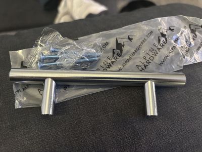 # Kitchen Cabinet Handles Alpine Hardware Polished Chrome 5-1/4 inch, 3 inch Center Holes