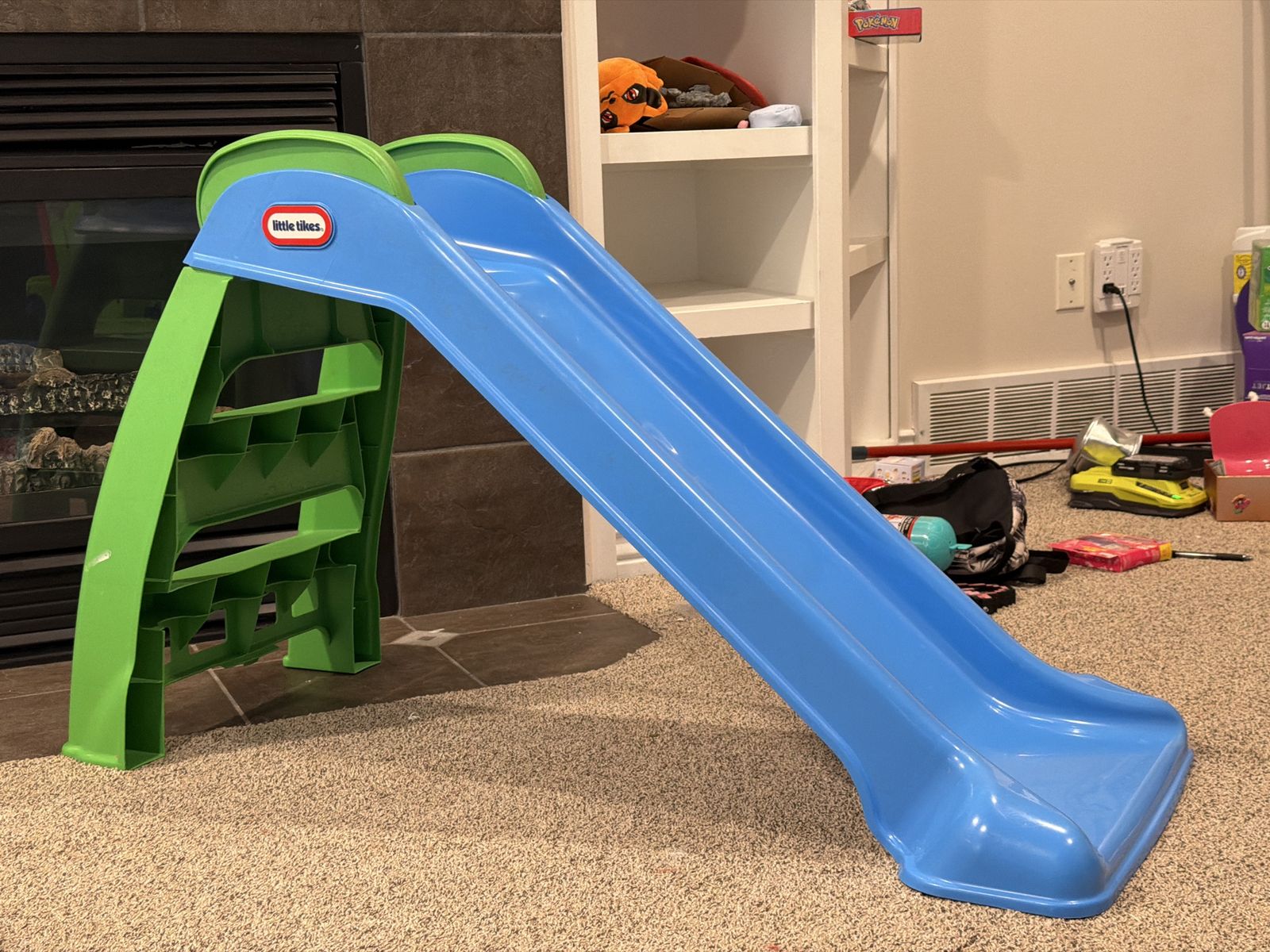Little Tikes Blue & Green Easy Store Toddler Slide - Indoor/Outdoor Fun, Foldable