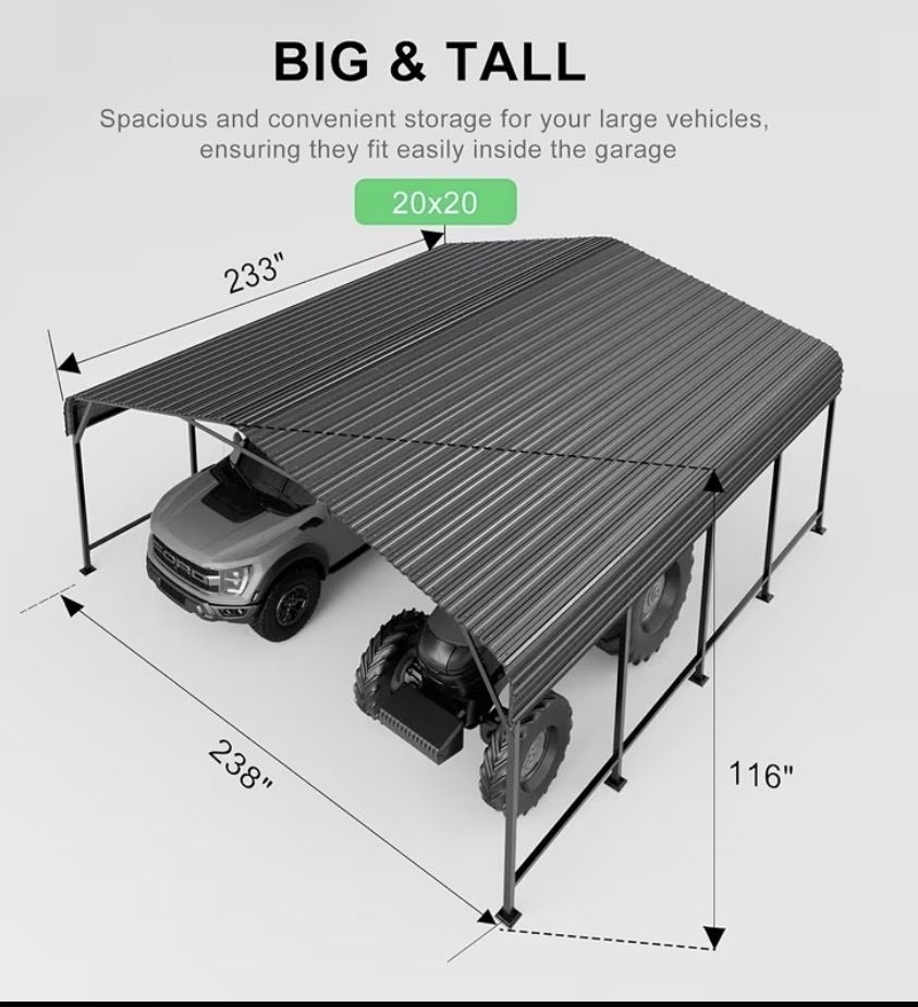 20x20 Metal Carport New in Box