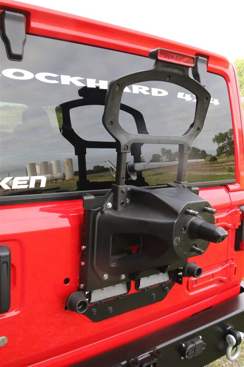 Rock Hard 4x4 Adjustable Spare Tire Carrier with CB Antenna Mount for JL Jeep Wrangler JL RockHard RH-90347