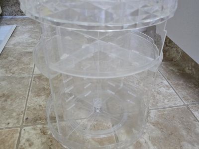 Clear Acrylic 360-Degree Rotating Makeup Organizer with Adjustable Trays