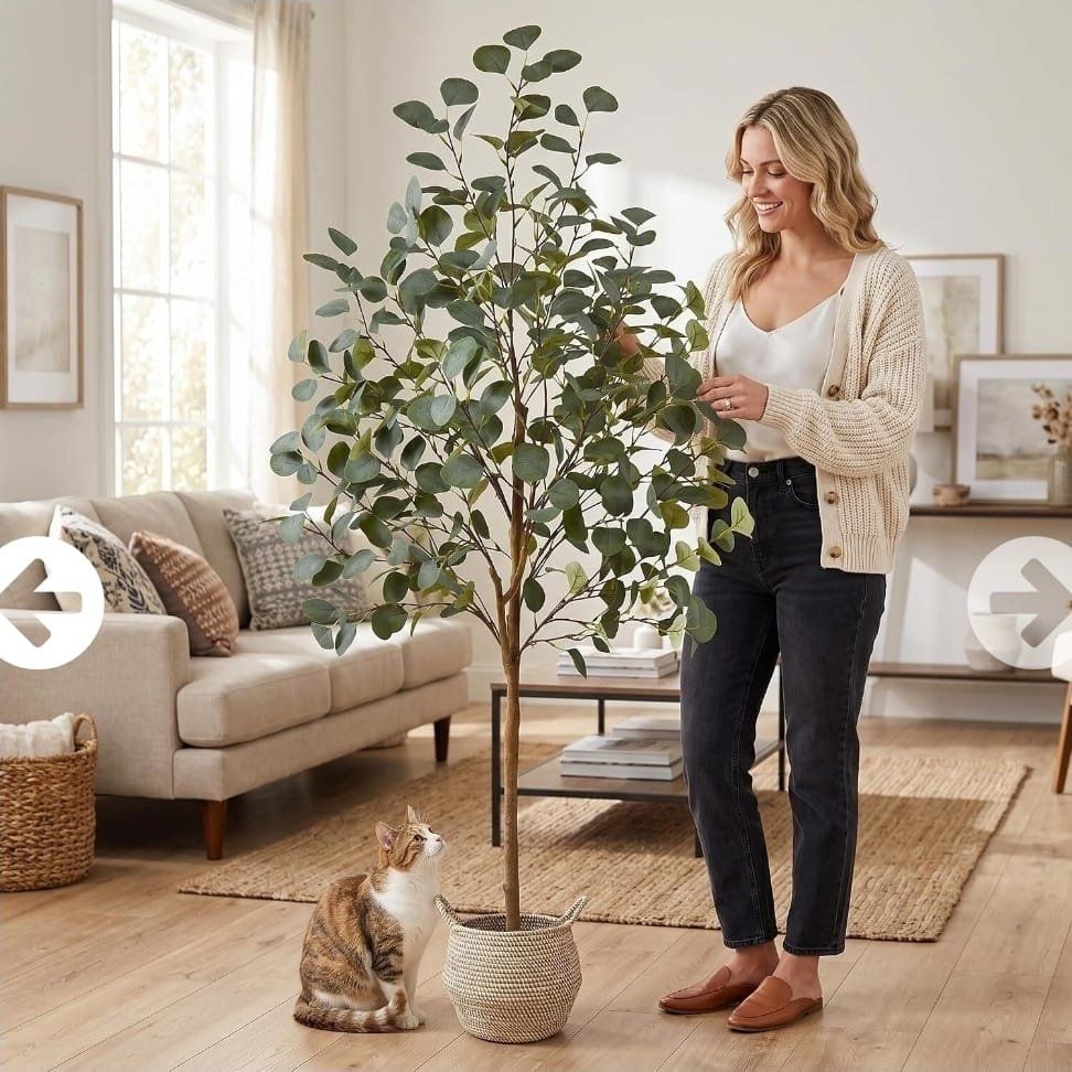 5ft Artificial Eucalyptus Tree with Decorative Basket #548
