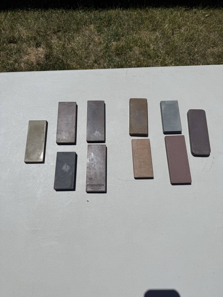 Lot of 10 Vintage Sharpening Stones Whetstones Various Grits & Sizes Knife Tool Sharpeners