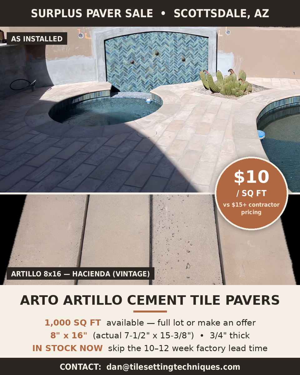 Arto "Artillo" Cement Tile Pavers – 1,000 Sq Ft – Hacienda (Vintage) – 8x16 – $10/sq ft (Over $15 at Contractor Pricing)