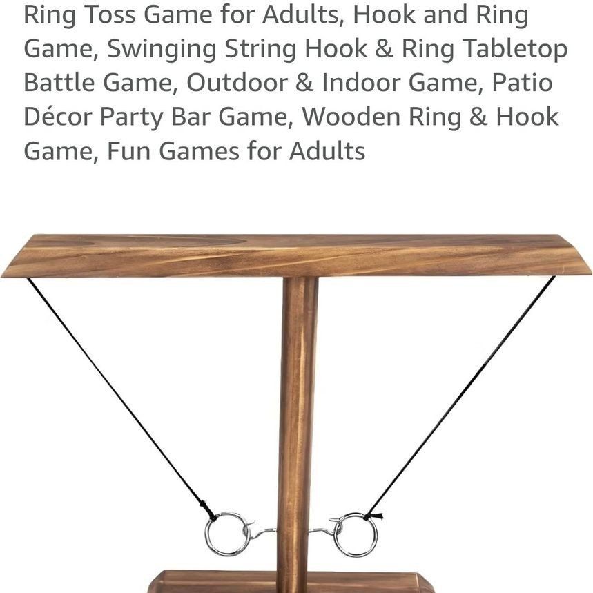 New CircleCraft Wooden Tabletop Hook and Ring Toss Game