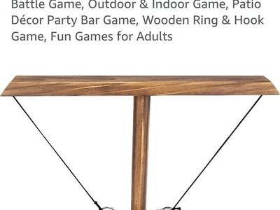 New CircleCraft Wooden Tabletop Hook and Ring Toss Game