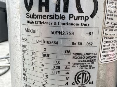 JANS Tsurumi 50PN2.75S Submersible Pump - High Efficiency, Continuous Duty, 110V, 0.75kW