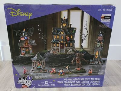 NEW-Disney Halloween Village 12 Piece Decoration