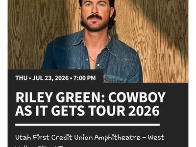 Riley Green: Cowboy As It Gets Tour 2026 - Utah First Credit Union Amphitheatre - July 23, 7 PM